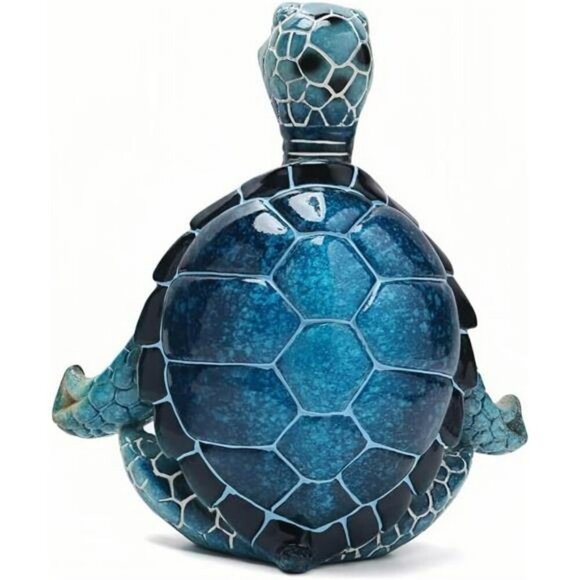 Sea Turtle Yoga Statue Coastal Zen Garden Decor Resin Figurine Home Office - Picture 5 of 7